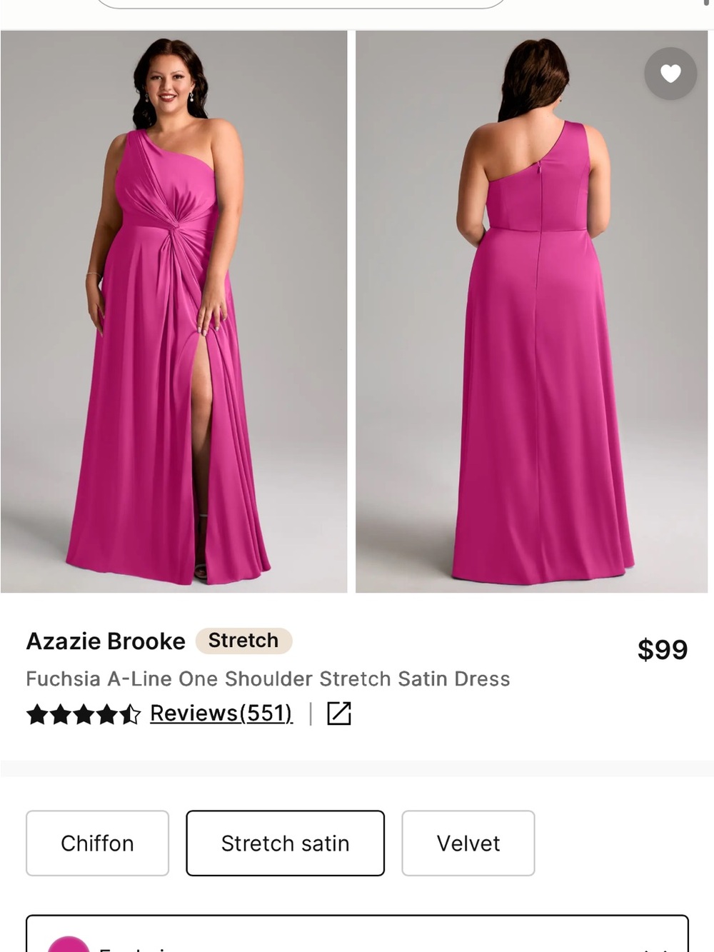 Azazie Fuchsia One-Shoulder Twist Knot A-Line Dress